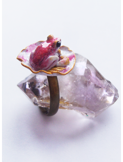 Кольцо с рубином "Сказочная лягушка из королевства Фантазии"