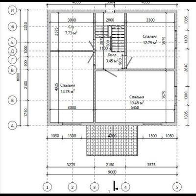 Двухэтажный каркасный дом с четырьмя спальнями 130м² (SK33)