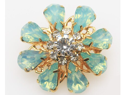 ПУГОВИЦЫ ДЕКОРАТИВНЫЕ СО СТРАЗАМИ И КРИСТАЛЛАМИ, 26 мм. 50 шт. РК-00072. Цвет: Тиффани