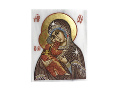 Икона с каменной росписью на мраморе, разные лики