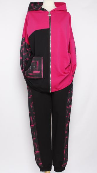 КОСТЮМ ХУДИ НА МОЛНИИ И БРЮКИ"ФУКСИЯ" р.50