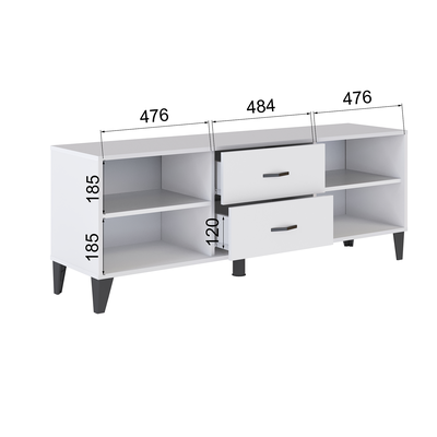 ТВМ-6 Тумба под ТВ Белый с тиснением «Древесные поры»