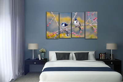 Модульная картина "Свирестелы на веточке"