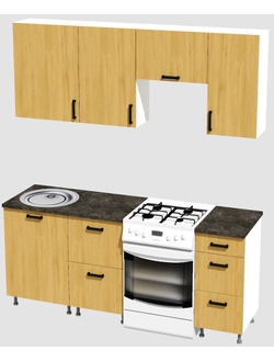 Кухня эконом 1,5 метра (600х500х400) Цвет: Дуб Сонома/Дуб Сонома