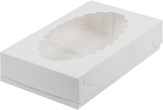Коробка для эклеров с окном (белая) , 240*140*55мм