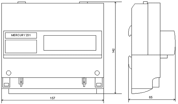 ГАБАРИТНЫЙ ЧЕРТЕЖ СЧЕТЧИКА МЕРКУРИЙ 231 АТ