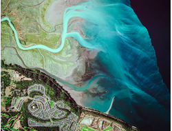 Картина обогреватель, спутниковое фото залива Пьюджет-Саунд