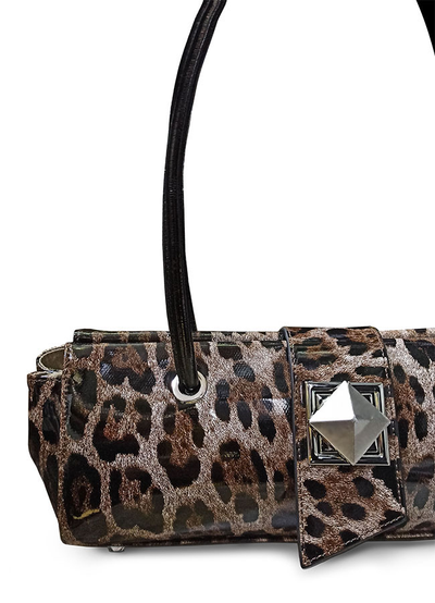(АРТИКУЛ: 9838/1/8) СУМКА ЖЕНСКАЯ НЕБОЛЬШАЯ, НАТУРАЛЬНАЯ ЛАКИРОВАННАЯ КОЖА, С "ЛЕОПРДОВЫМ" РИСУНКОМ, РУЧКИ ЧЕРЕЗ ПЛЕЧО