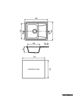 Мойки из искусственного мрамора MIXLINE ML-GM26 с крылом 470*580*190мм