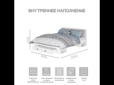 Софт Кровать1,6 м КР-16, белый/эмаль белая