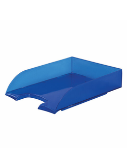 Лоток горизонтальный для бумаг BRAUBERG "Office style", 320х245х65 мм, тонированный синий, 237290