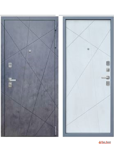 ВХОДНАЯ ДВЕРЬ ГЕО МДФ/МДФ Бетон антрацид/Бетон снежный