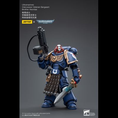 Интерцессор-ветеран Ультрамаринов (Warhammer 40k) - КОЛЛЕКЦИОННАЯ ФИГУРКА 1/18 Ultramarines Intercessor Veteran Sergeant Brother Aeontas (JT4386) - JOYTOY