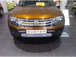 Защита радиатора Renault Duster 2011-2014 с вырезом под DHO chrome PREMIUM
