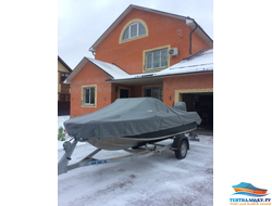 Тент на лодку ВОЛЖАНКА 46 FISH - 2020 ( с кринолинами без лееров на носу)