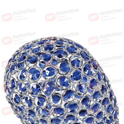 GM33 Манекен головы абстрактный металлический хром, с искусственным синим камнем, h=330 мм, d=520 мм