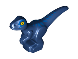 Dinosaur Baby Standing with Blue Markings and Yellow Eyes Pattern, Dark Blue (37829pb03 / 6256452)