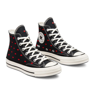 КЕДЫ CONVERSE CHUCK 70 EMBROIDERED LIPS ВЫСОКИЕ ЧЕРНЫЕ