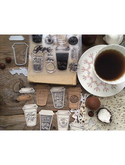 Набор штампов и ножей для вырубки "Кофе с собой"