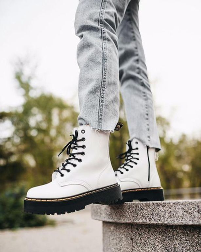 Ботинки Dr. Martens Jadon Smooth Leather Platform Boot белые на платформе