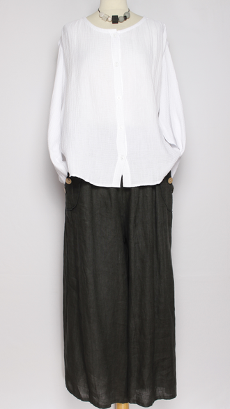 Рубашка Бохо "Муслин без ворота" красная, белая р.50-60