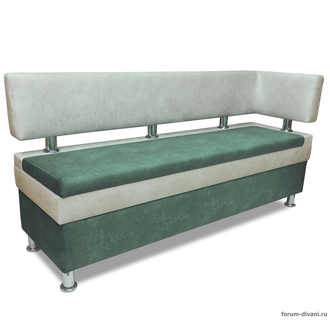 Кухонный ДИВАН "ФОРУМ-4" с боковой спинкой, Зеленый/Слоновая кость Правый