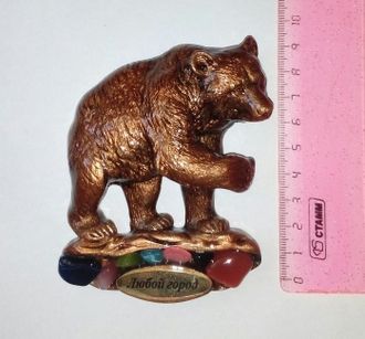 Магнит Медведь с поднятой лапой самоцветы , арт А-3. ОПТ