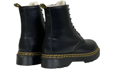 Ботинки Dr Martens 1460 Black Smooth Double Stitch зимние с мехом