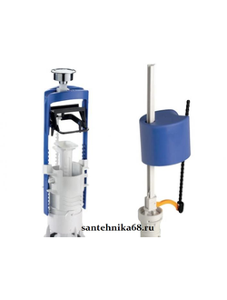 Смывная арматура для унитаза Santek Jica Roca Oli DECO однорежимного клапана c кнопкой, заливной клапан с нижней подводкой, 1/2 37192