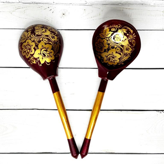 Ложки для музыкальных занятий Кудрина 190*60 мм бордовый фон (комплект 2 шт.)