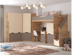 Rich комлект мебели для детской комнаты Дуб Крафт золотой - Миндаль/Глиняный серый