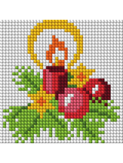 Мини набор Алмазной мозаики Новогодняя свеча-10х10см.