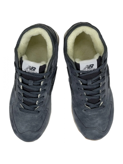 New Balance 574 Mid Deep Blue замшевые с мехом