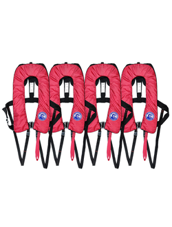 Комплект из 4 автоматических жилетов Мореман Комфорт, красные