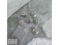 Шарм-коннектор на три нити "Крючки" 11х8х5 мм, цвет серебро, цена за штуку