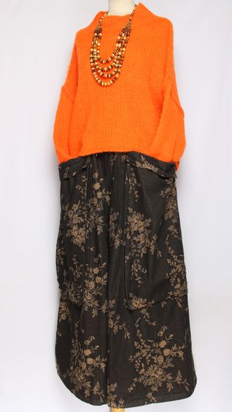 ДЖЕМПЕР КОРОТКИЙ "КИМОНО ШОВ СТОЙКА" широкий рукав оранжевый до р.52