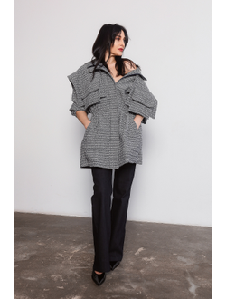 Парка из фактурного хлопка (бело-синий)