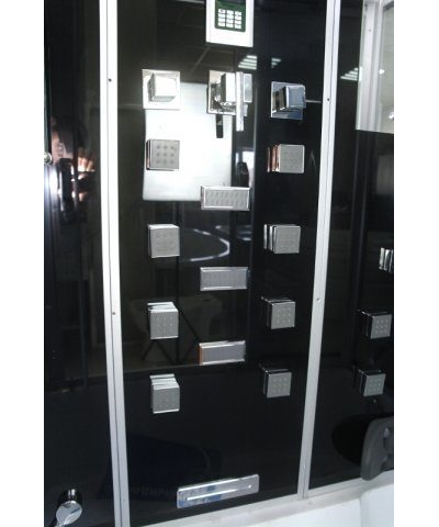 Душевая кабина Водный Мир ВМ-8828, Высокий поддон, задние стекла чёрные, передние стекла тонированные,150x85x220 см.