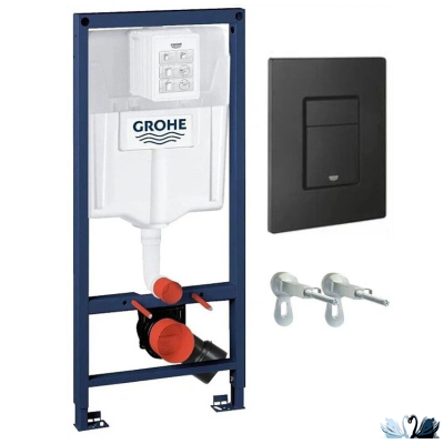 Инсталляция Grohe Solido 38811KF0, комплект 3 в 1 с панелью смыва Even, фантомный черный