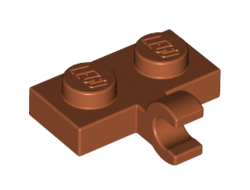 Plate, Modified 1 x 2 with Clip on Side Horizontal Grip, Dark Orange (11476 / 6186049 / 6313129)