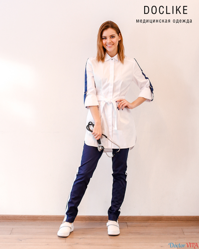 БЛУЗА DOCLIKE DL492/1 белая с лентой