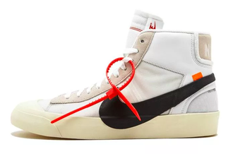 Nike Air Jordan Retro 1 High Og x Off-White Blazer Белые с черным