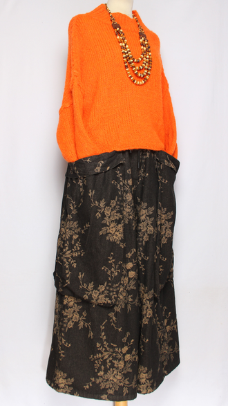 ДЖЕМПЕР КОРОТКИЙ "КИМОНО ШОВ СТОЙКА" широкий рукав оранжевый до р.52