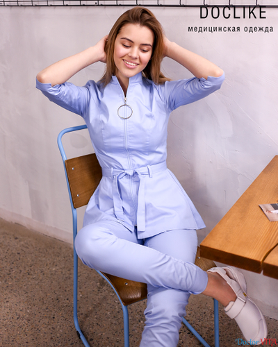БЛУЗА DOCLIKE DL423 голубая