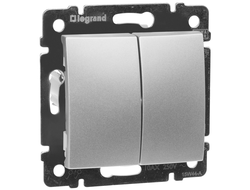 Legrand 770108, Valena Переключатель двухклавишный, алюминий