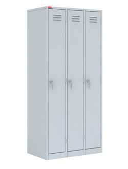 Трехсекционный металлический шкаф для одежды ШРМ-33