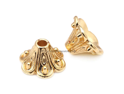 КОЛПАЧОК С ОТВЕРТИЕМ ПОД ПИН "Чашечка" - 9мм*5мм, цвет ЗОЛОТО (позолота 18к)