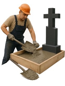 Установка памятника 80 см (стандартный открытый цветник)