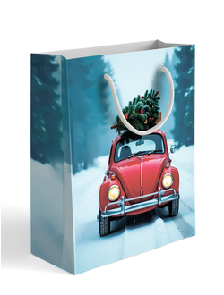 Пакет подарочный "Новогодняя дорога", 40х30х12