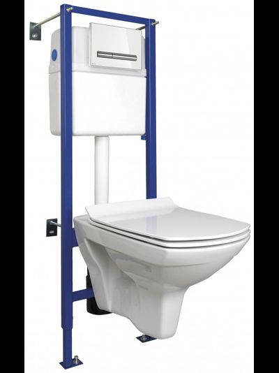 Инсталляция Cersanit LINK PRO с подвесным унитазом CARINA NEW CLEAN ON 4 в 1